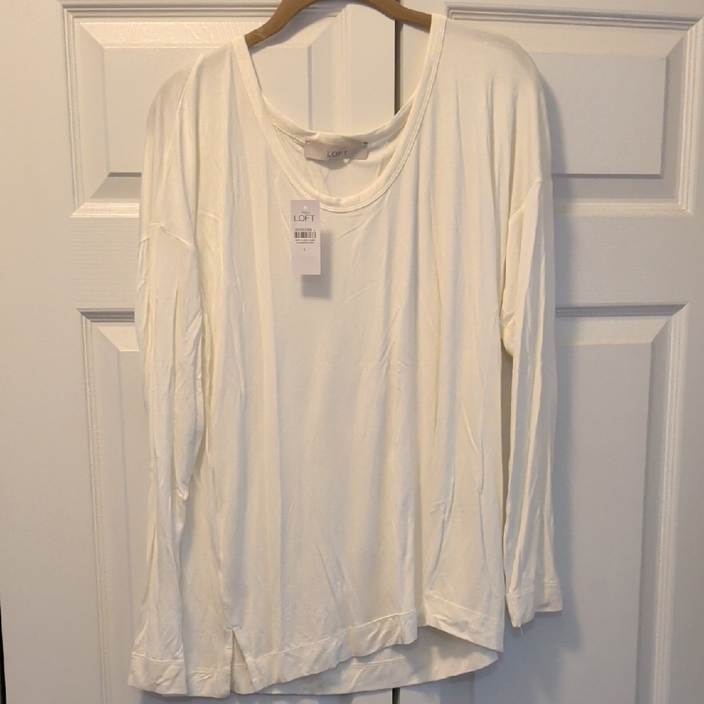 LOFT Cream Long Sleeve Women's Top